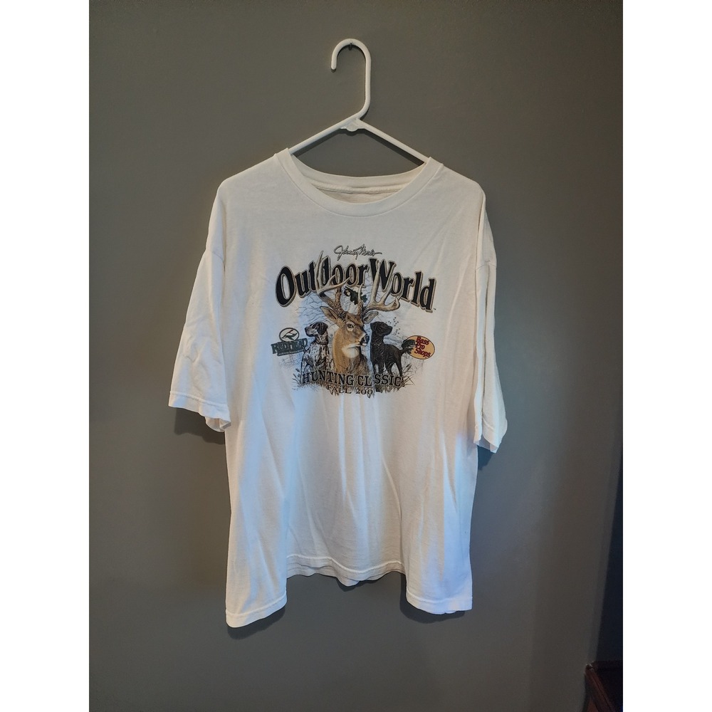 Vintage Bass Pro Shops Outdoor World 1998 Hunting Classic T-Shirt Mens XXL White